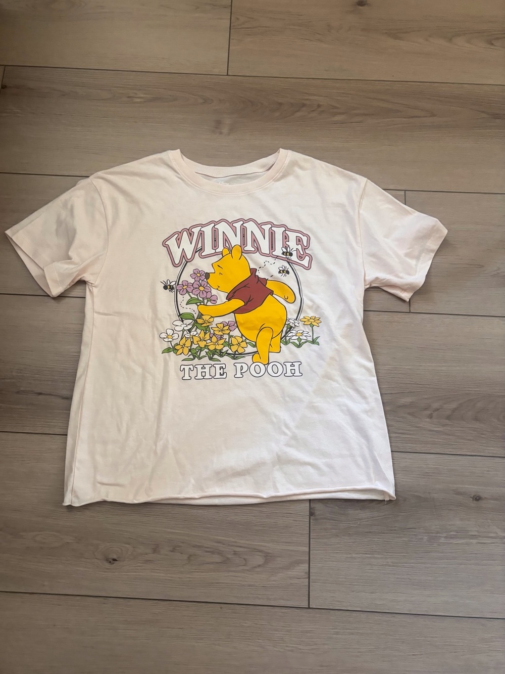 Disney Winnie the Pooh Tee - Cream with Yellow, Red & Green Graphic